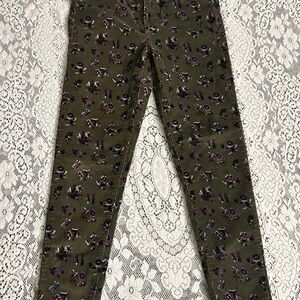 Joe Fresh Olive Floral Straight Leg Pants